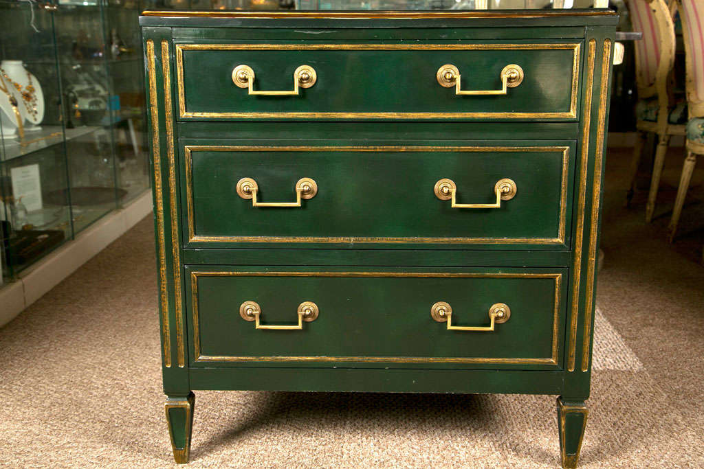 French Directoire Style Dark Green Chest By Jansen At 1stdibs