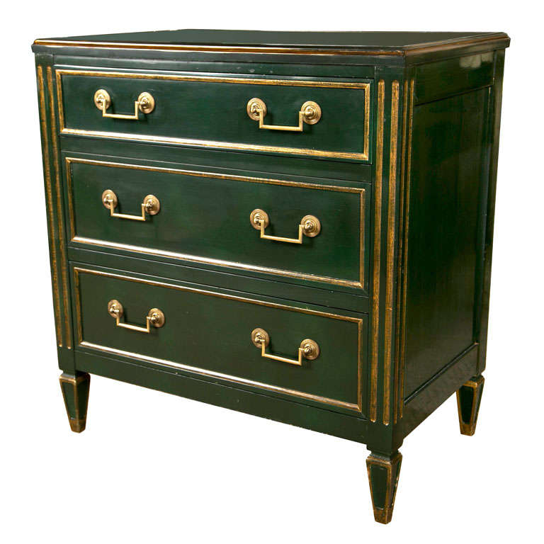 French Directoire Style Dark Green Chest By Jansen At 1stdibs