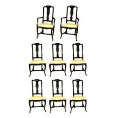 Set of 8 French Chinoiserie Style Dining Chairs by Jansen