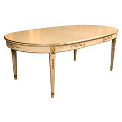 French Painted & Gilt Oval Dining Table Manner Jansen