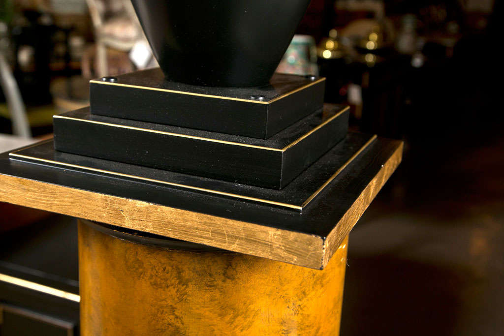 Pair of Lamps on Column Pedestals For Sale at 1stdibs