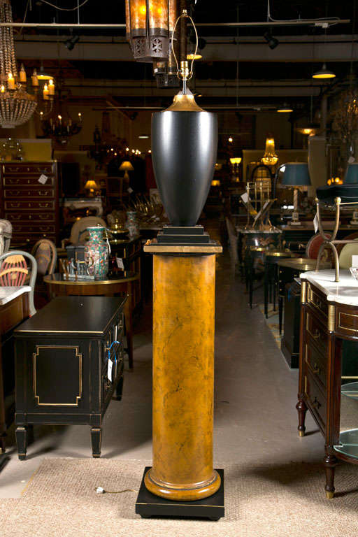 Pair of Lamps on Column Pedestals For Sale at 1stdibs