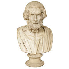 18th Century Carved Stone Portrait Bust of Homer