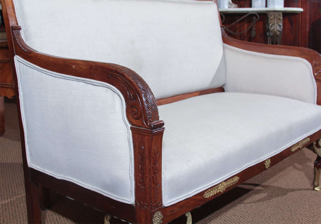 19th Century French Empire Settee For Sale