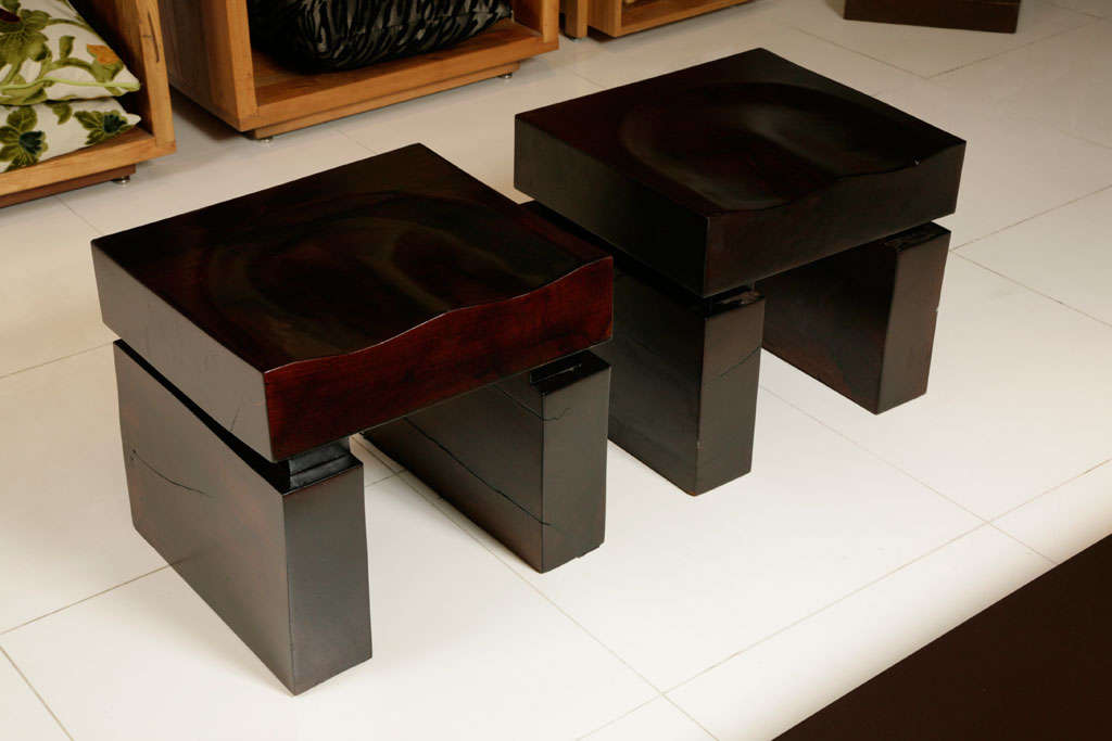 Solid wood stools designed by Helena T Rios