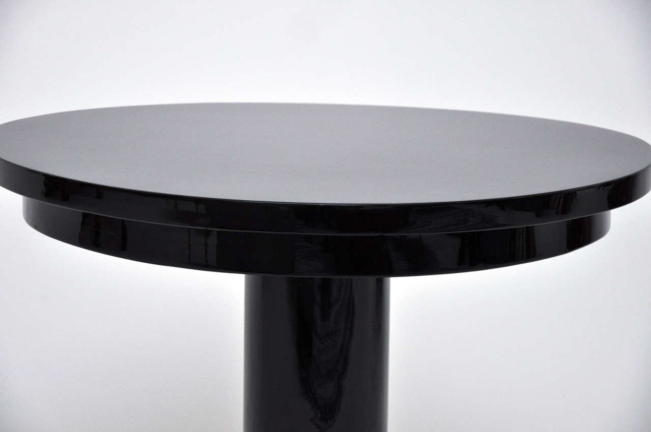 20th Century Hungarian Antique Black Lacquer and Brass Bistro Table For Sale
