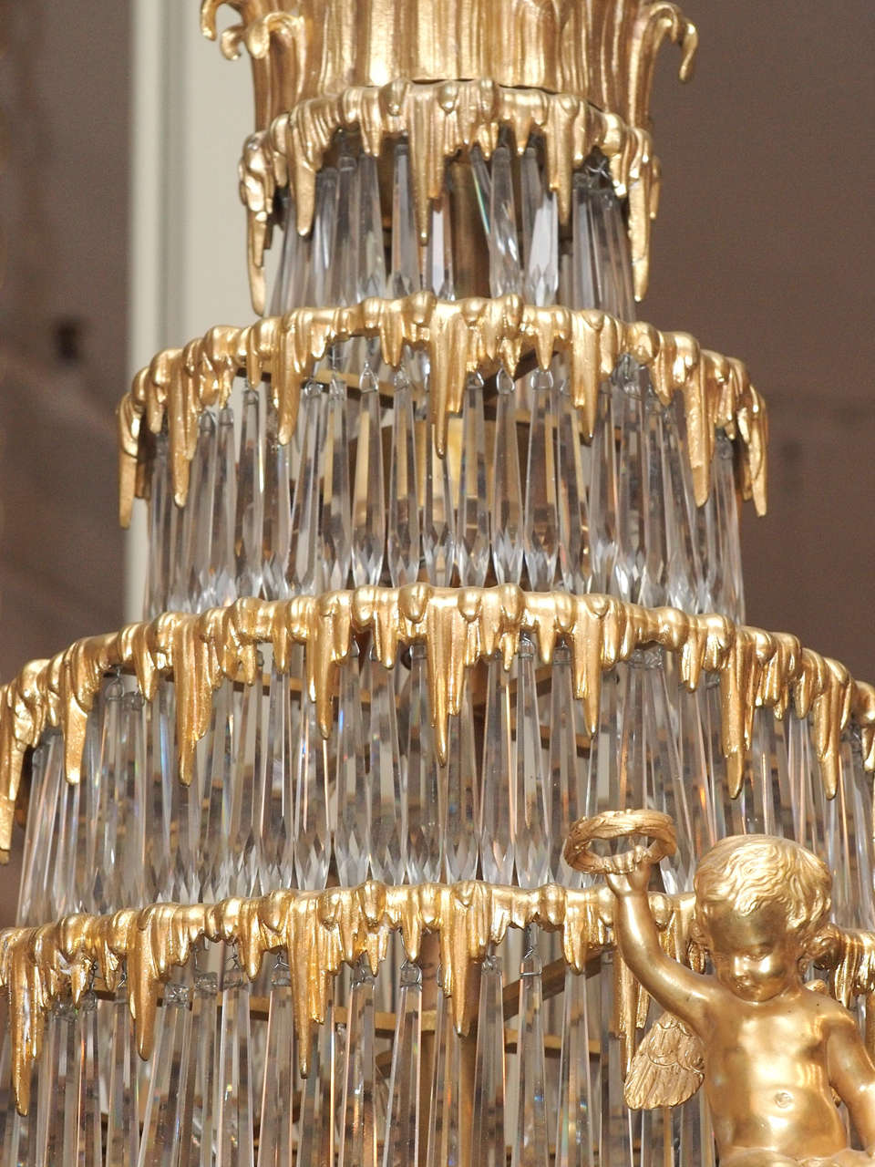 Antique French Baccarat Crystal Waterfall Chandelier In Excellent Condition In New Orleans, LA