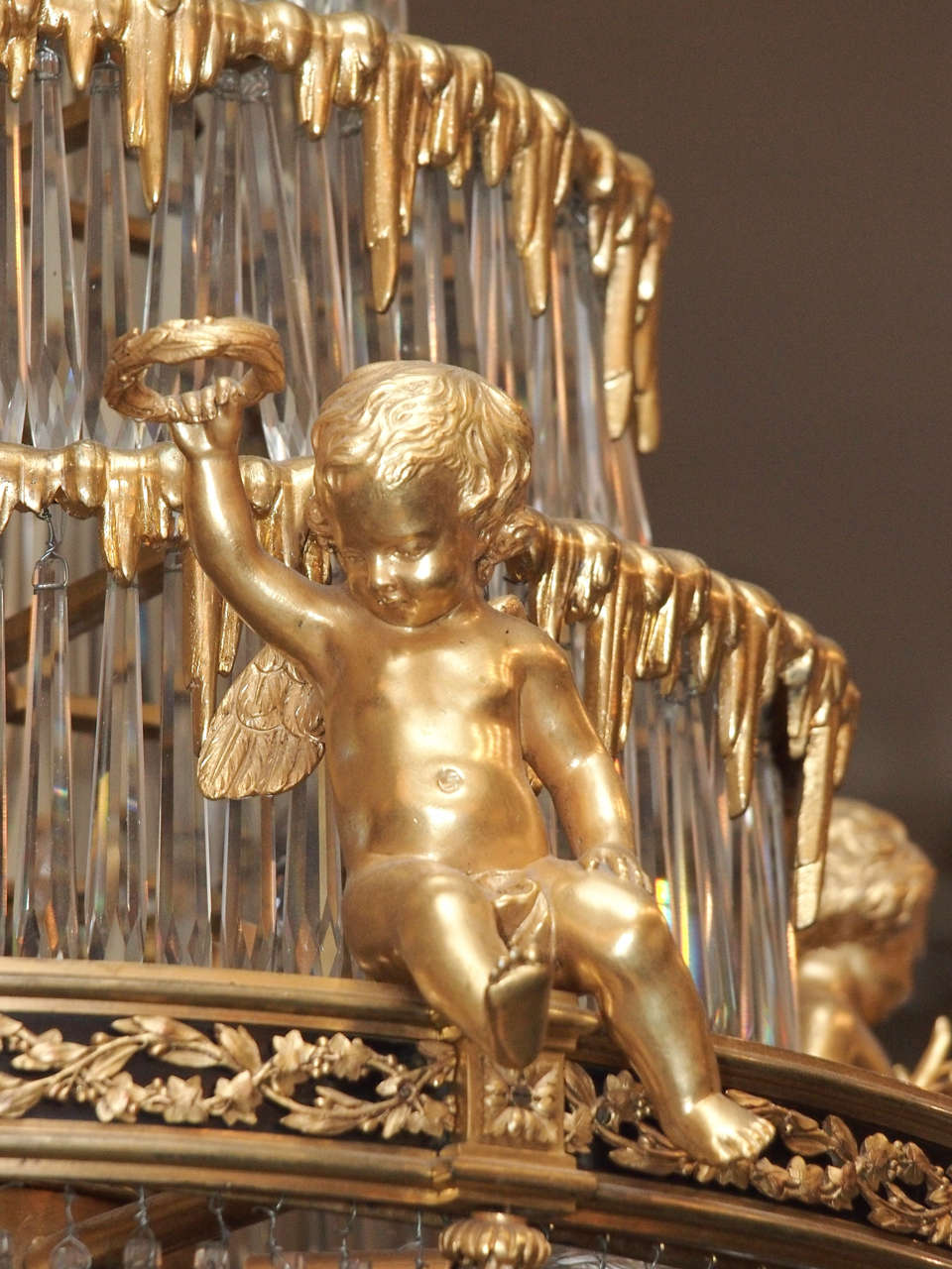 19th Century Antique French Baccarat Crystal Waterfall Chandelier
