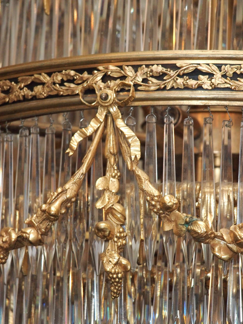 Antique French Baccarat Crystal Waterfall Chandelier 1