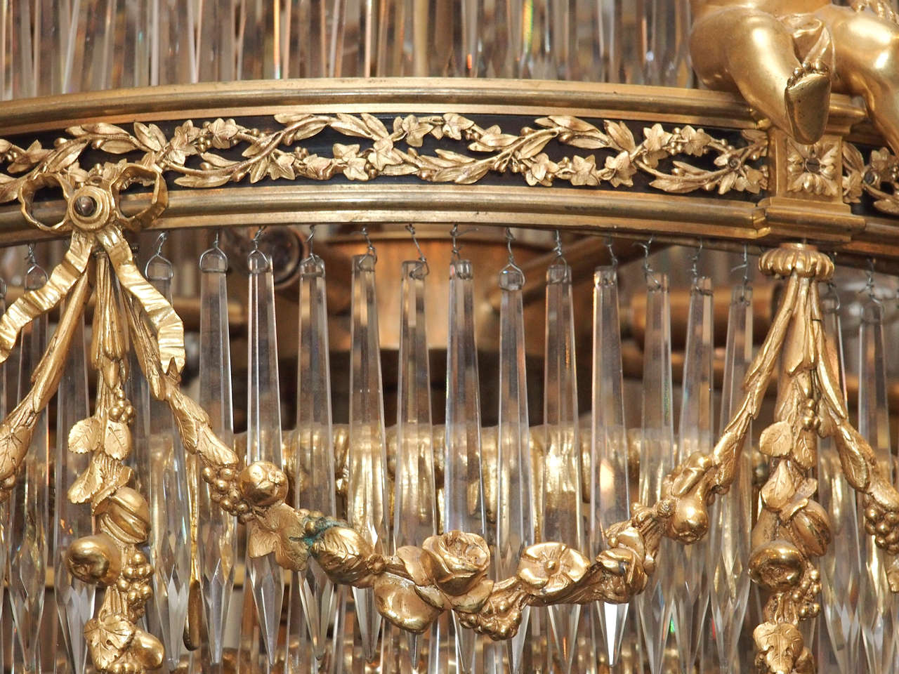 Antique French Baccarat Crystal Waterfall Chandelier 2