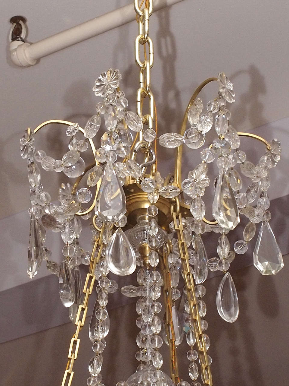 European Antique French Grand Size Louis XVI Bronze D'ore and Baccarat Chandelier