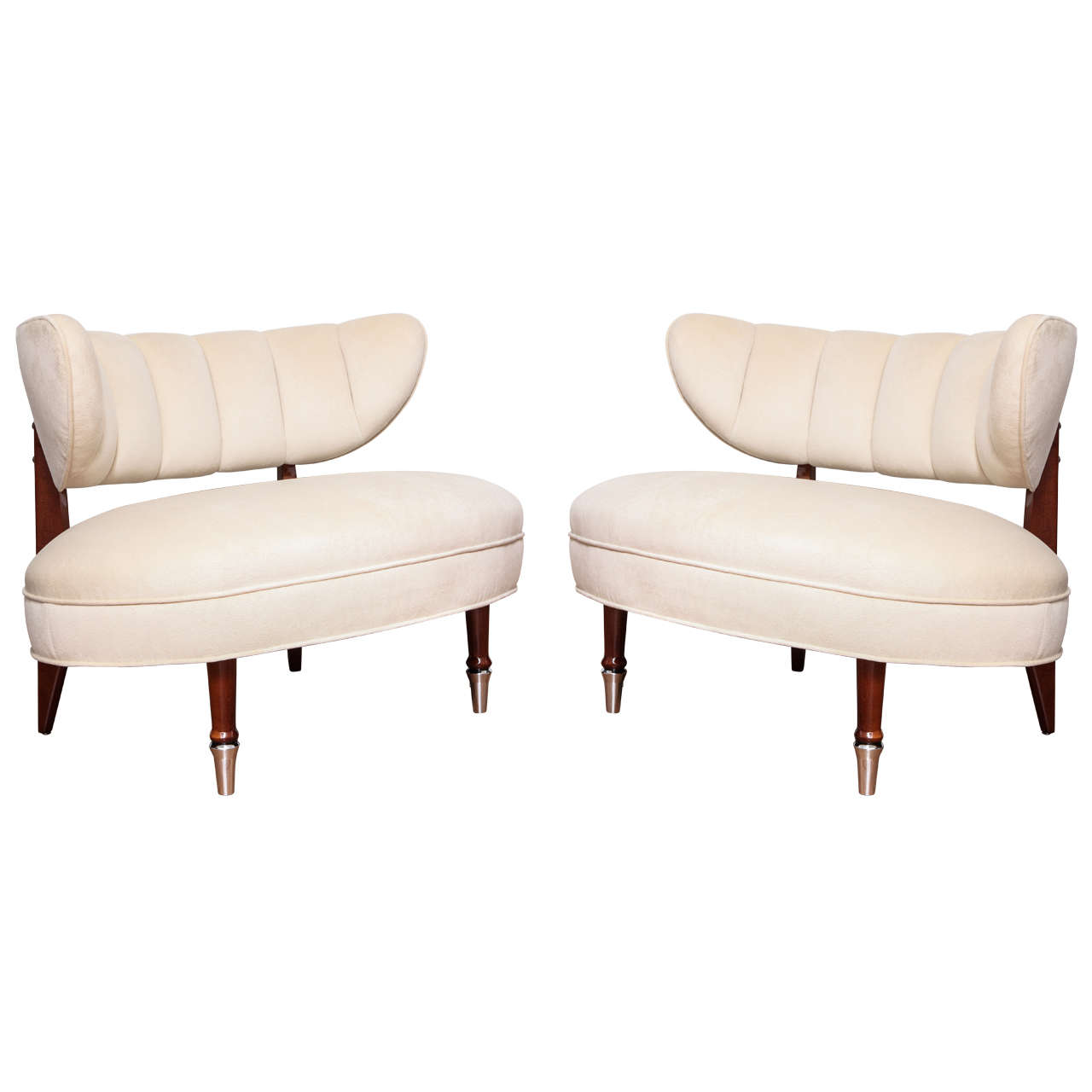 Pair of Channeled Oval Tub Chairs