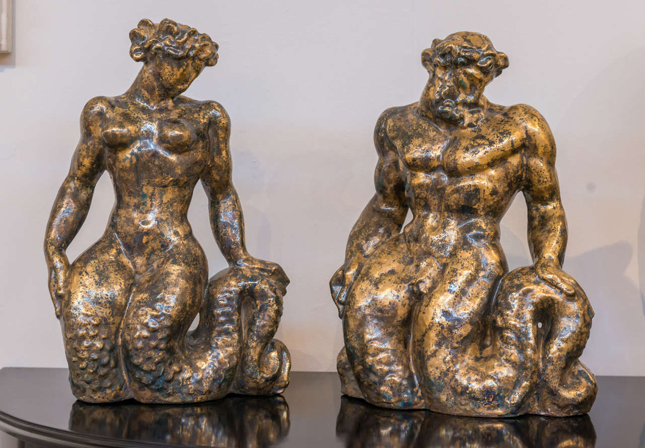 Jean MAYODON - Exceptional Pair of Ceramic Sculptures For Sale 3
