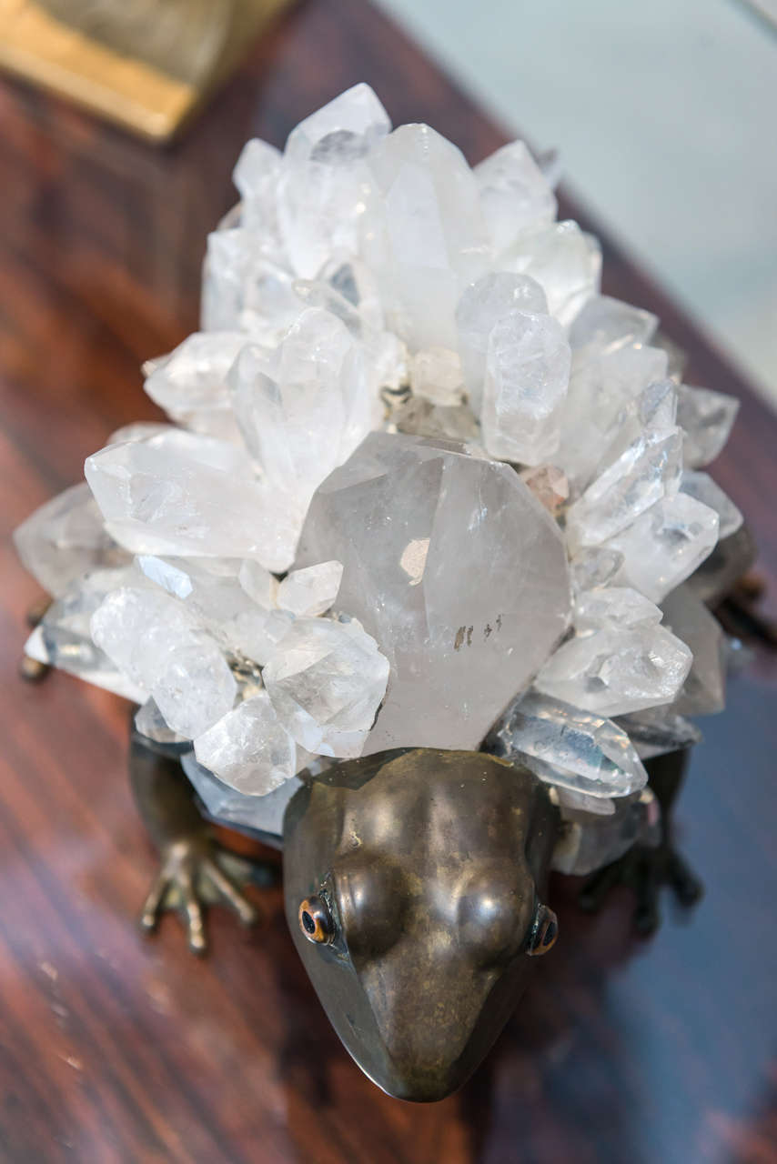 Late 20th Century Anthony REDMILE - Unusual Bronze and Quartz Frog Sculpture For Sale