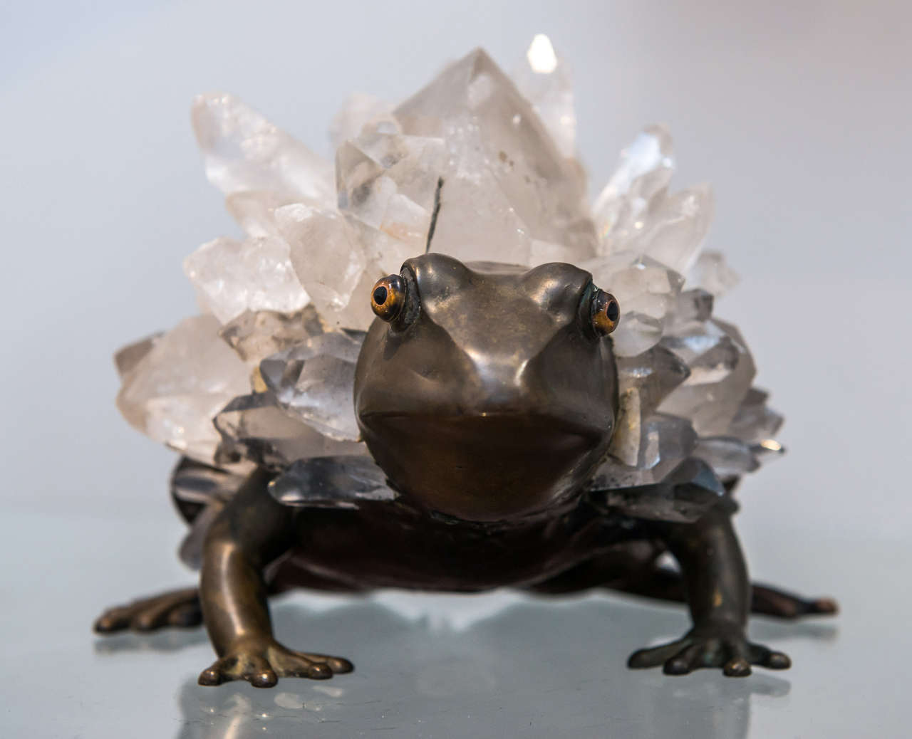 Anthony REDMILE - Unusual Bronze and Quartz Frog Sculpture For Sale 1