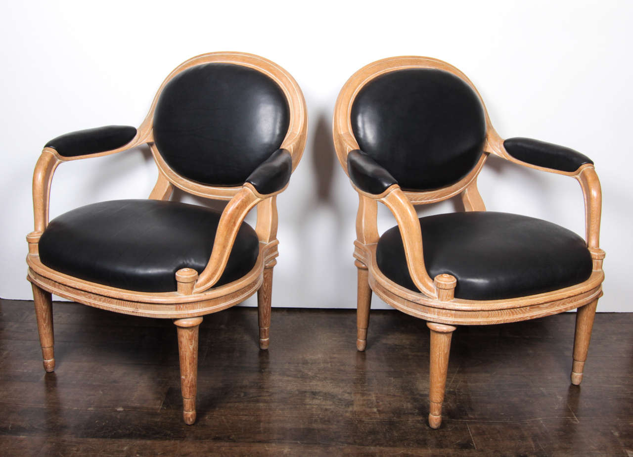 A pair of generously proportioned armchairs from the 1970s that were made to the specifications of Christian Badin of David Hicks, Paris.
