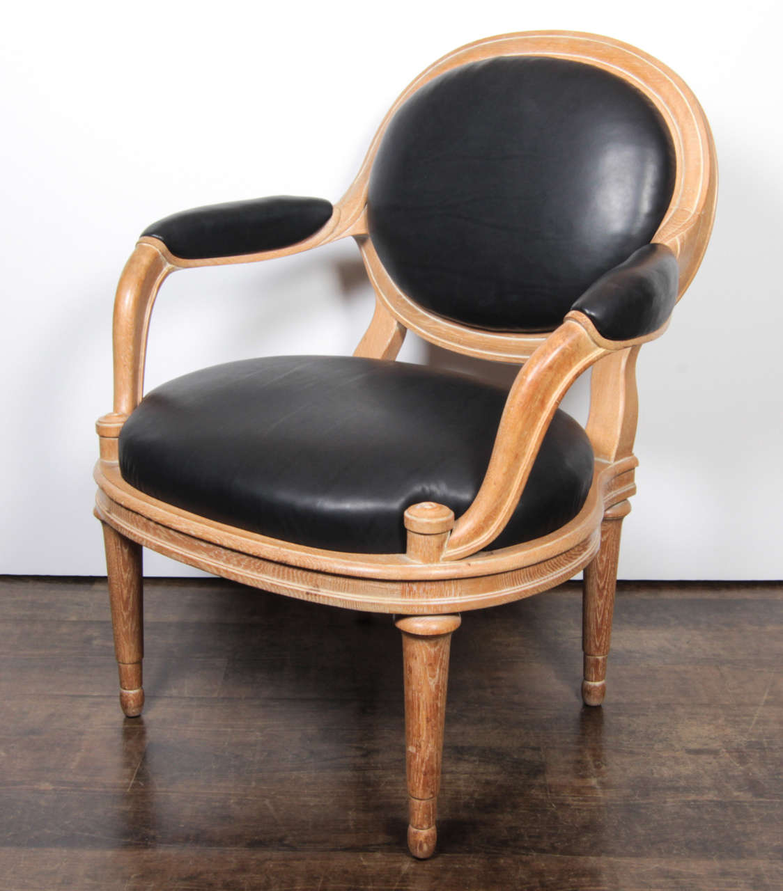 Pair of David Hicks Paris Armchairs Upholstered in Black Leather 2