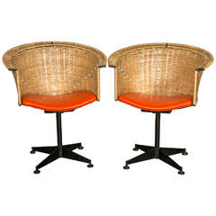 Pair of 1960s Woven Swivel Chairs 11