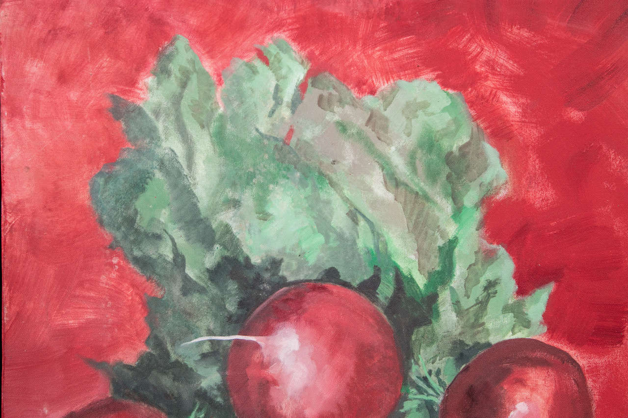American 1960s Radishes Painting by David Halpern For Sale