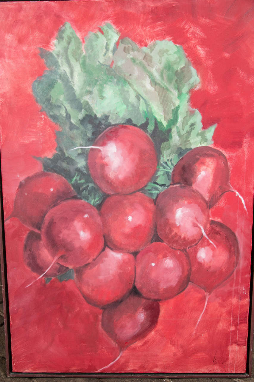Mid-20th Century 1960s Radishes Painting by David Halpern For Sale