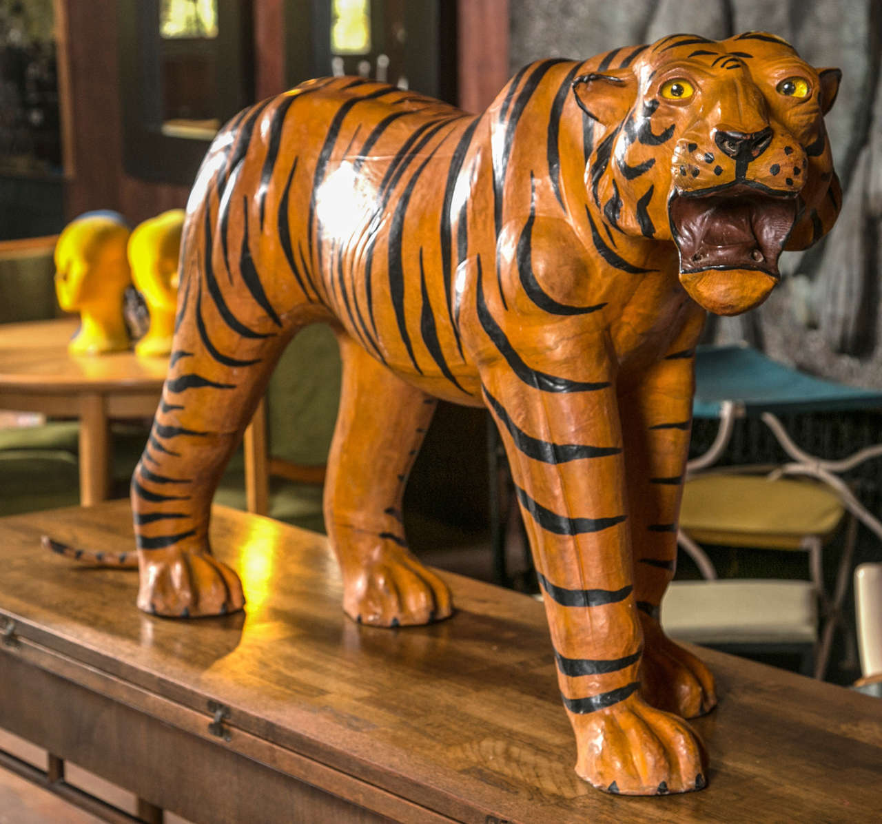 Leather Tiger Sculpture at 1stDibs leather tiger statue