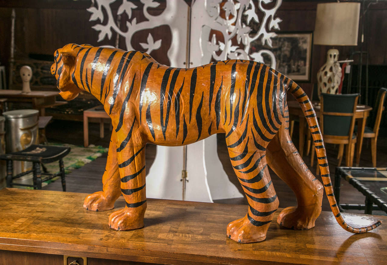 Leather Tiger Sculpture at 1stDibs leather tiger statue