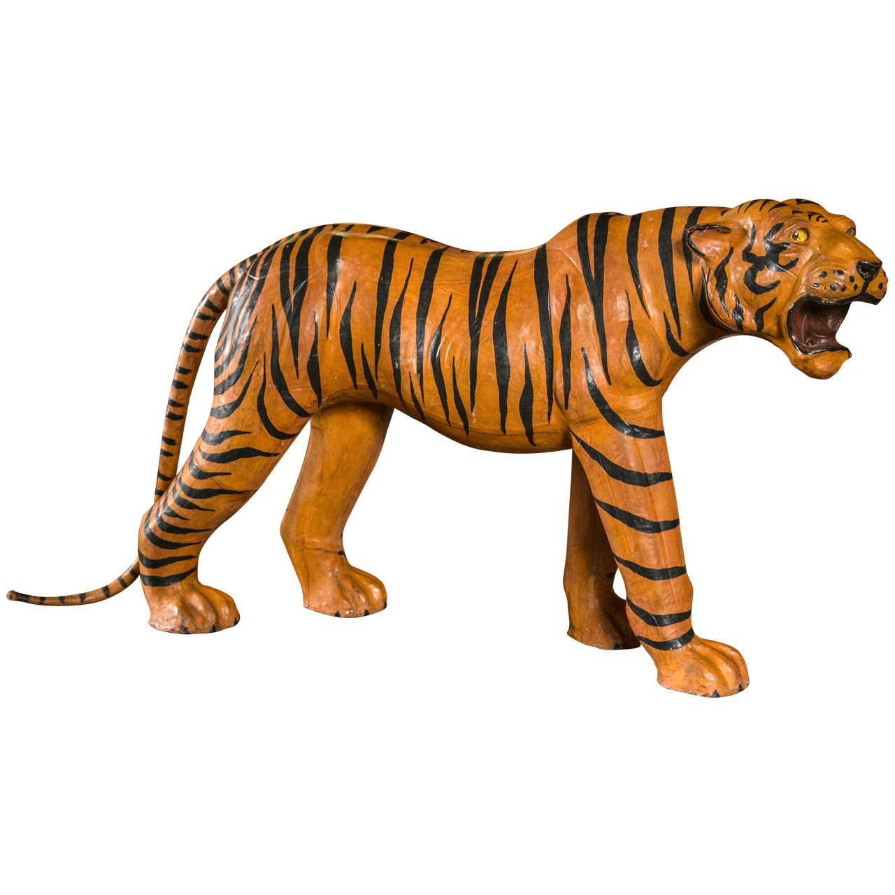 Leather Tiger Sculpture at 1stDibs leather tiger statue