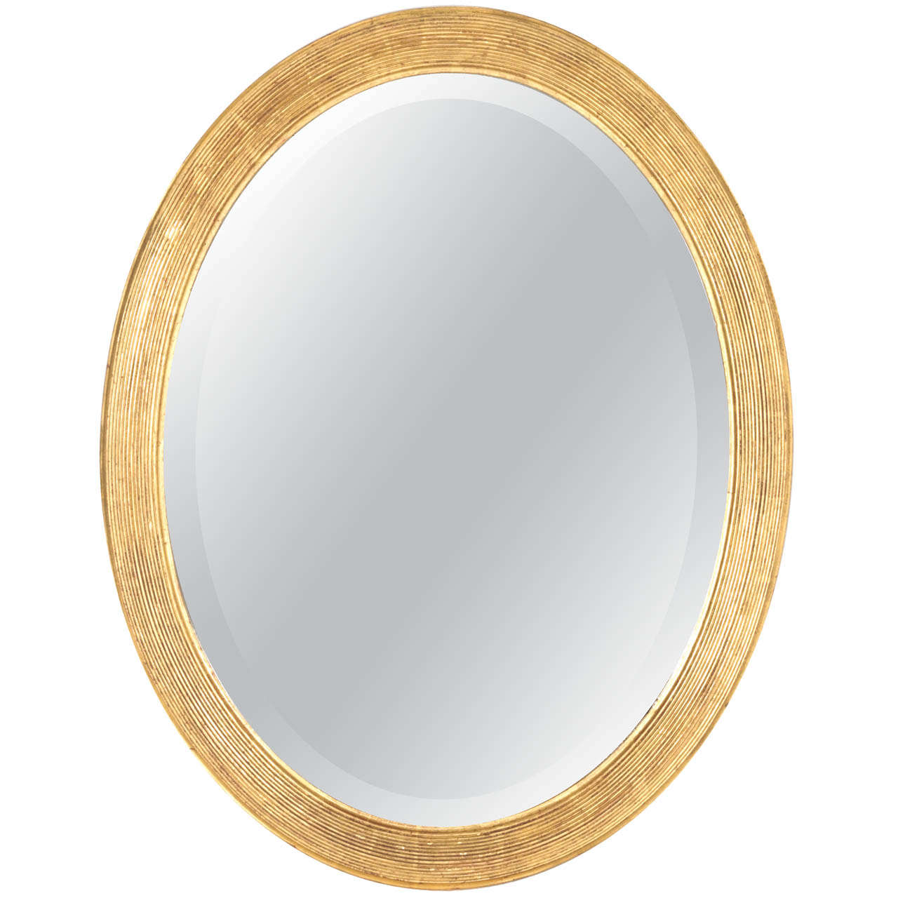 French 19th Century Oval Mirror with Gilt Frame For Sale at 1stdibs