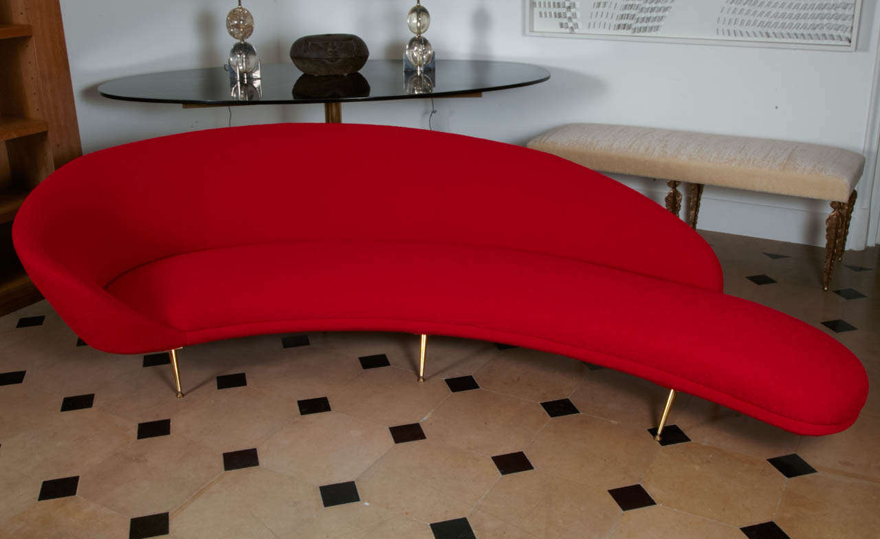 Italian Curved Sofa Circa 1950 In Excellent Condition For Sale In Paris, FR