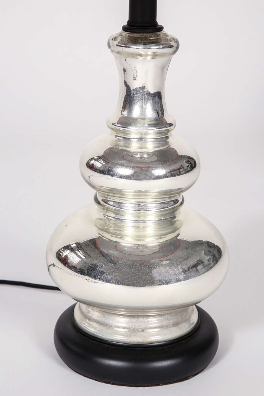 Mid-20th Century Vintage Tiered Mercury Glass Lamp with Hermes Shade