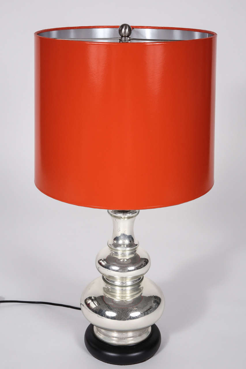 American Vintage Tiered Mercury Glass Lamp with Hermes Shade