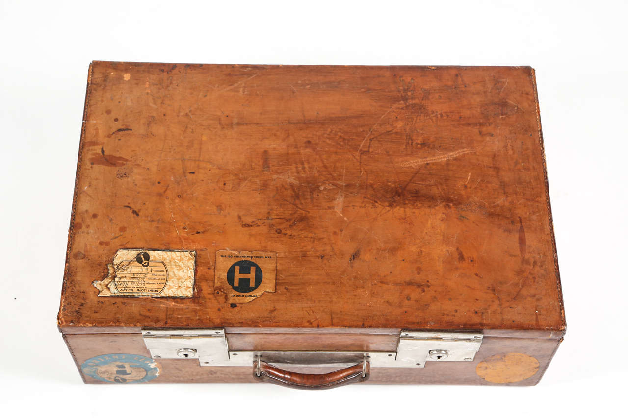 20th Century Vintage Brown Leather Suitcase