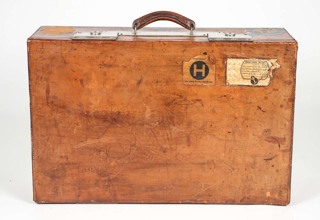 Vintage Brown Leather Suitcase 1