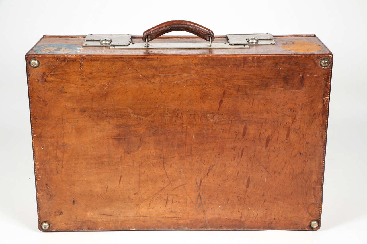 Vintage Brown Leather Suitcase 2