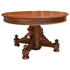 Walnut American Gothic Revival Center Table