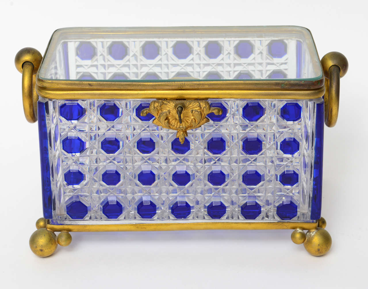 Late 19th C Bronze & Crystal Baccarat Box