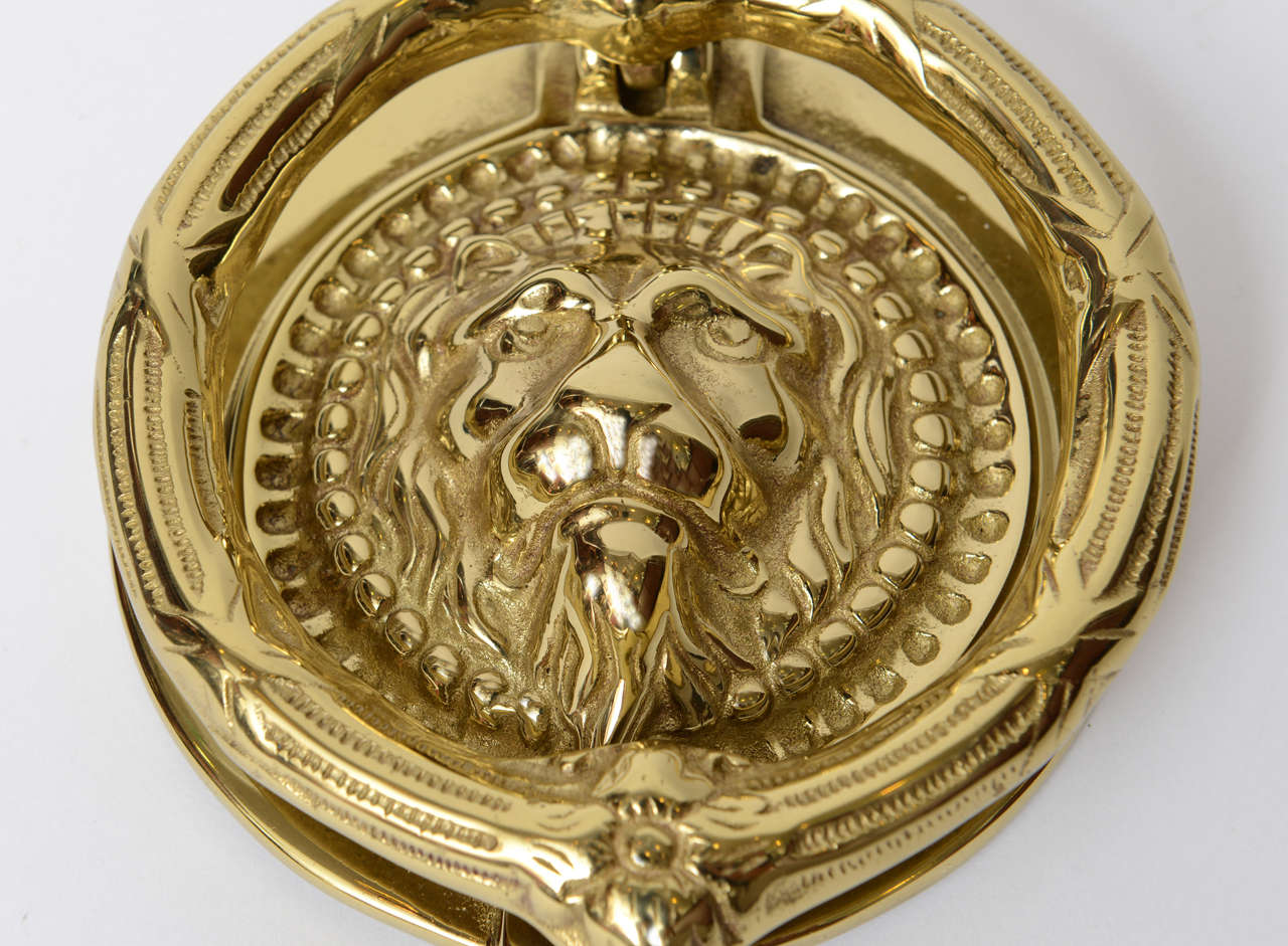 Signed & Dated Circa 1985 Dore Bronze Lion Head Door Knocker 3
