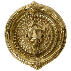 Retro Signed & Dated Circa 1985 Dore Bronze Lion Head Door Knocker