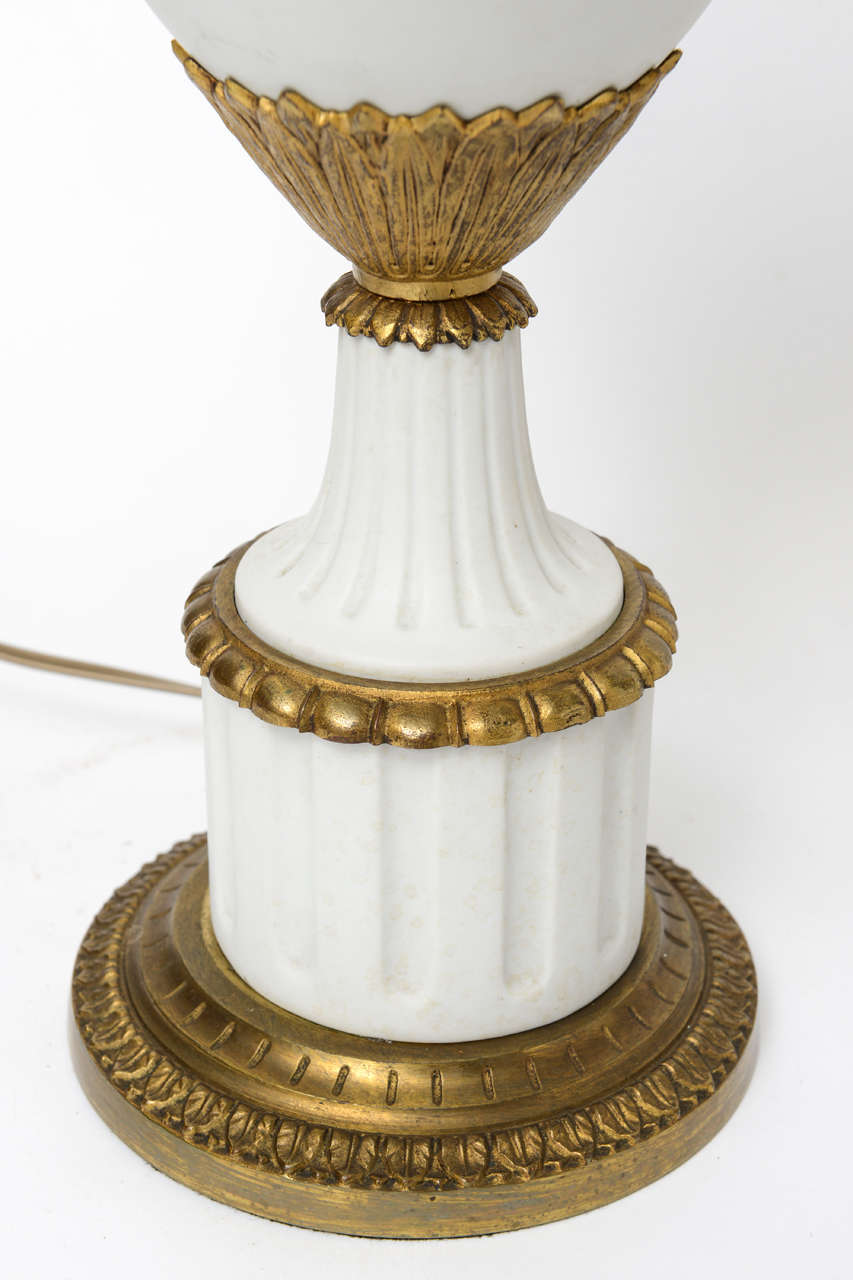 Pair of Bisque and Bronze Lamps In Excellent Condition In West Palm Beach, FL
