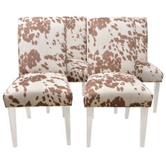 Set of 8 Lucite Chairs Upholstered in Ultrasuede