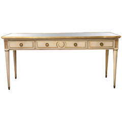 Louis XVI Style Painted and Gilt Trimmed Console Table/Desk