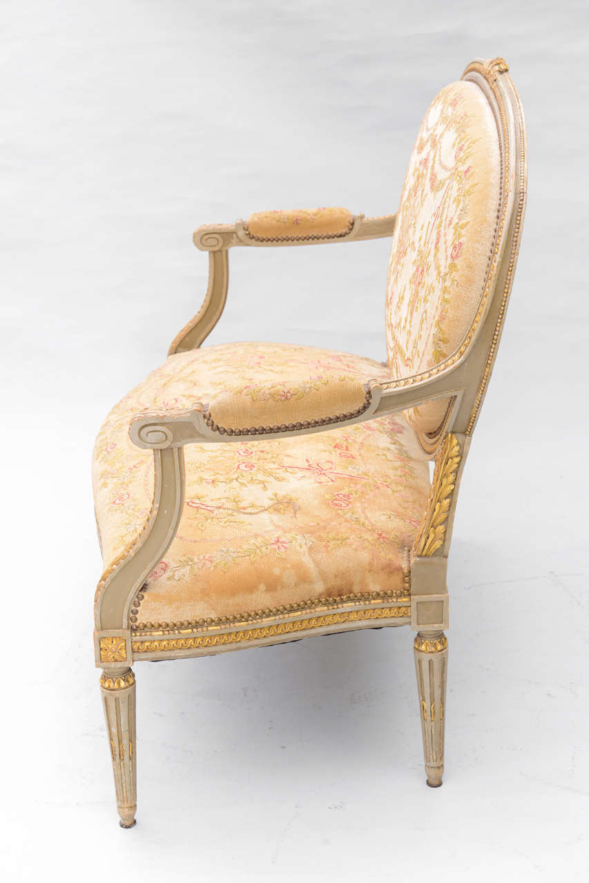 Louis XVI Needlework Upholstered 19th Century Settee 2