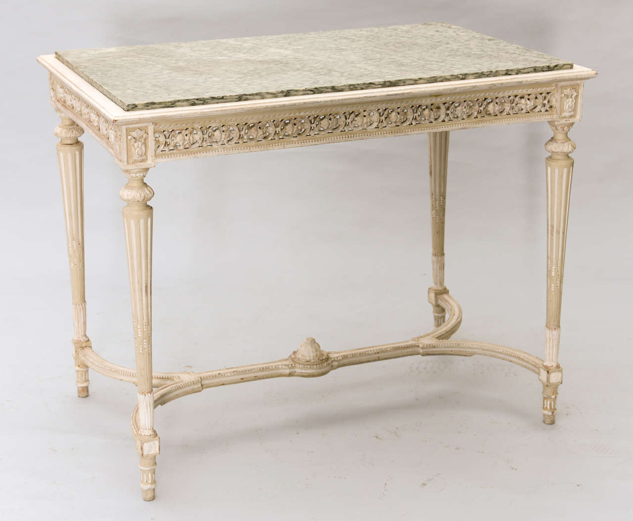 Painted French 19c. Console/Center Table with Marble Top