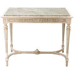 Antique Painted French 19c. Console/Center Table with Marble Top