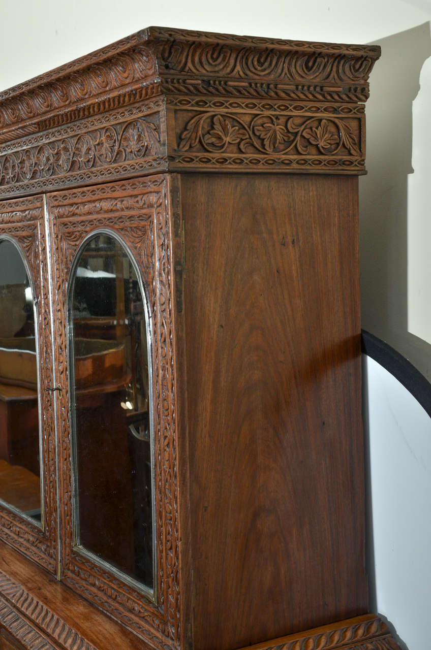 Anglo-Indian Campaign Mirrored Door Cupboard on Five-Drawer Chest For Sale 2