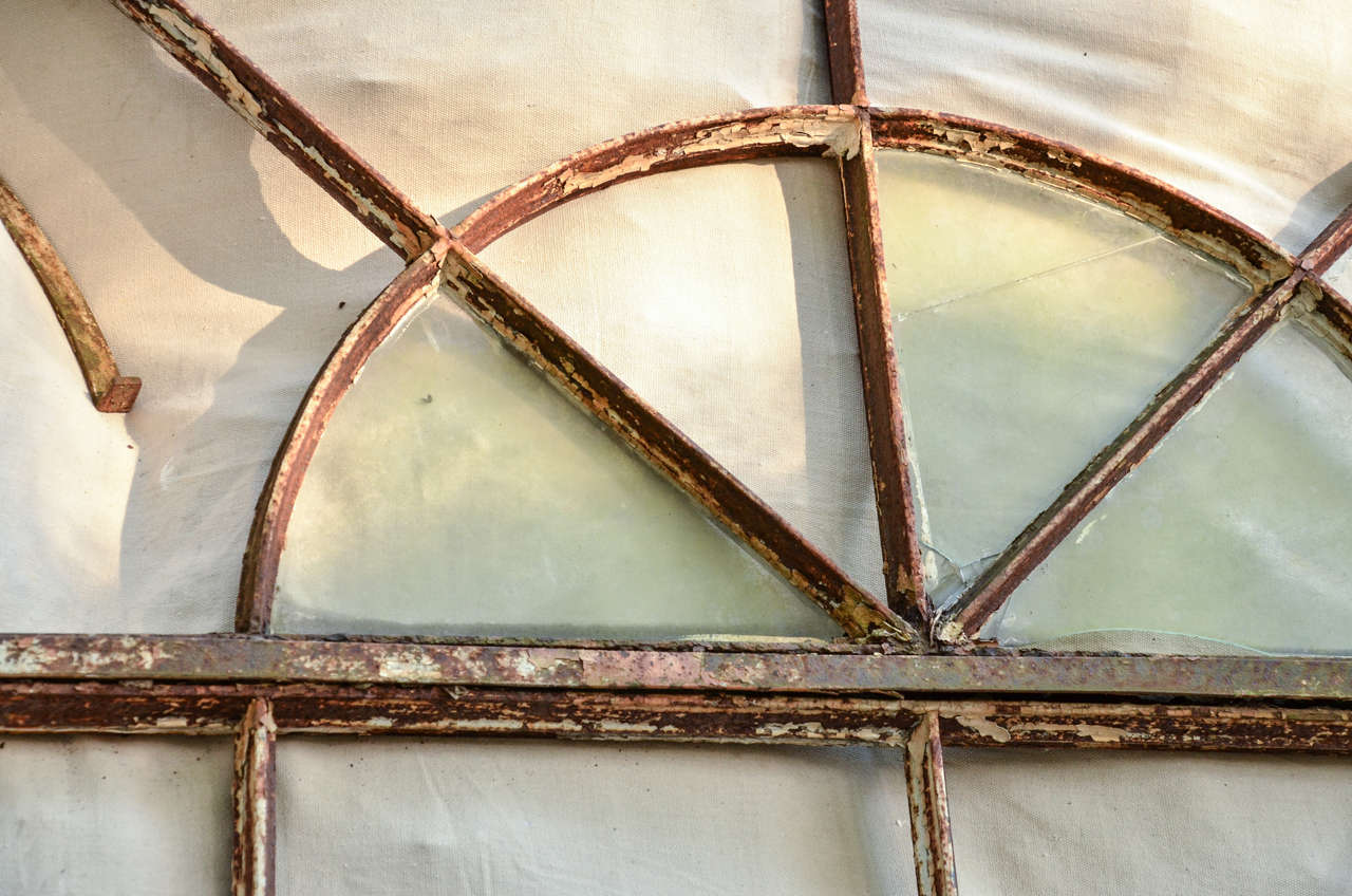 British Large English Palladian Style Cast Iron Window Frame