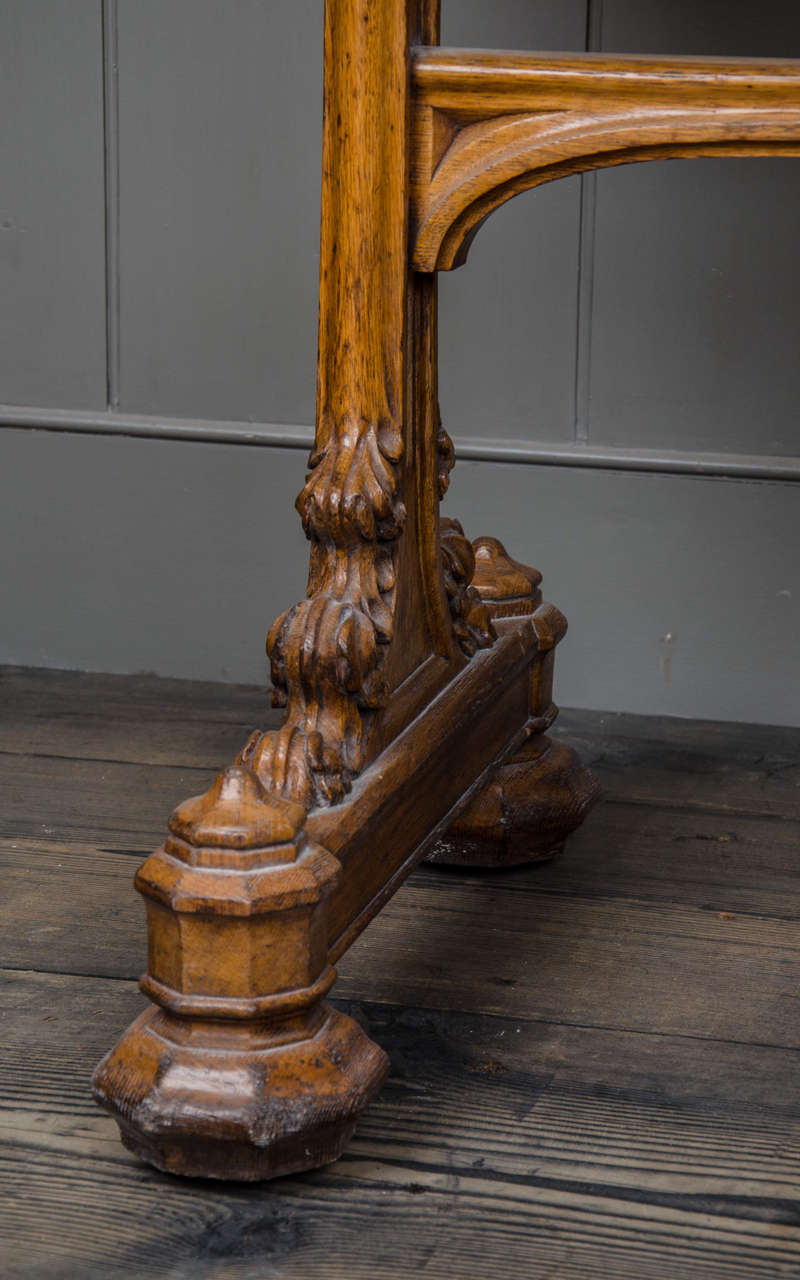 British 19th Century Oak Gothic Revival Library Table