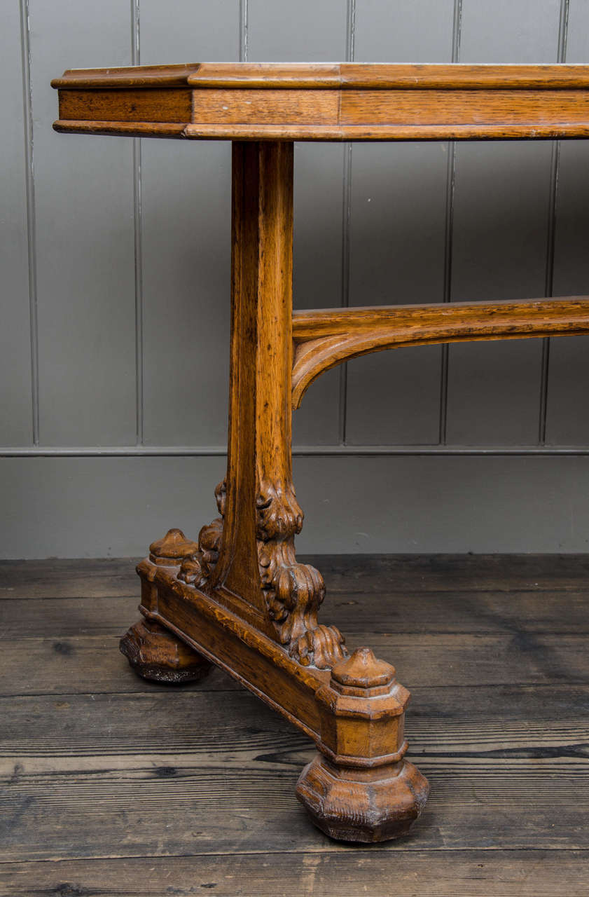 19th Century Oak Gothic Revival Library Table 2