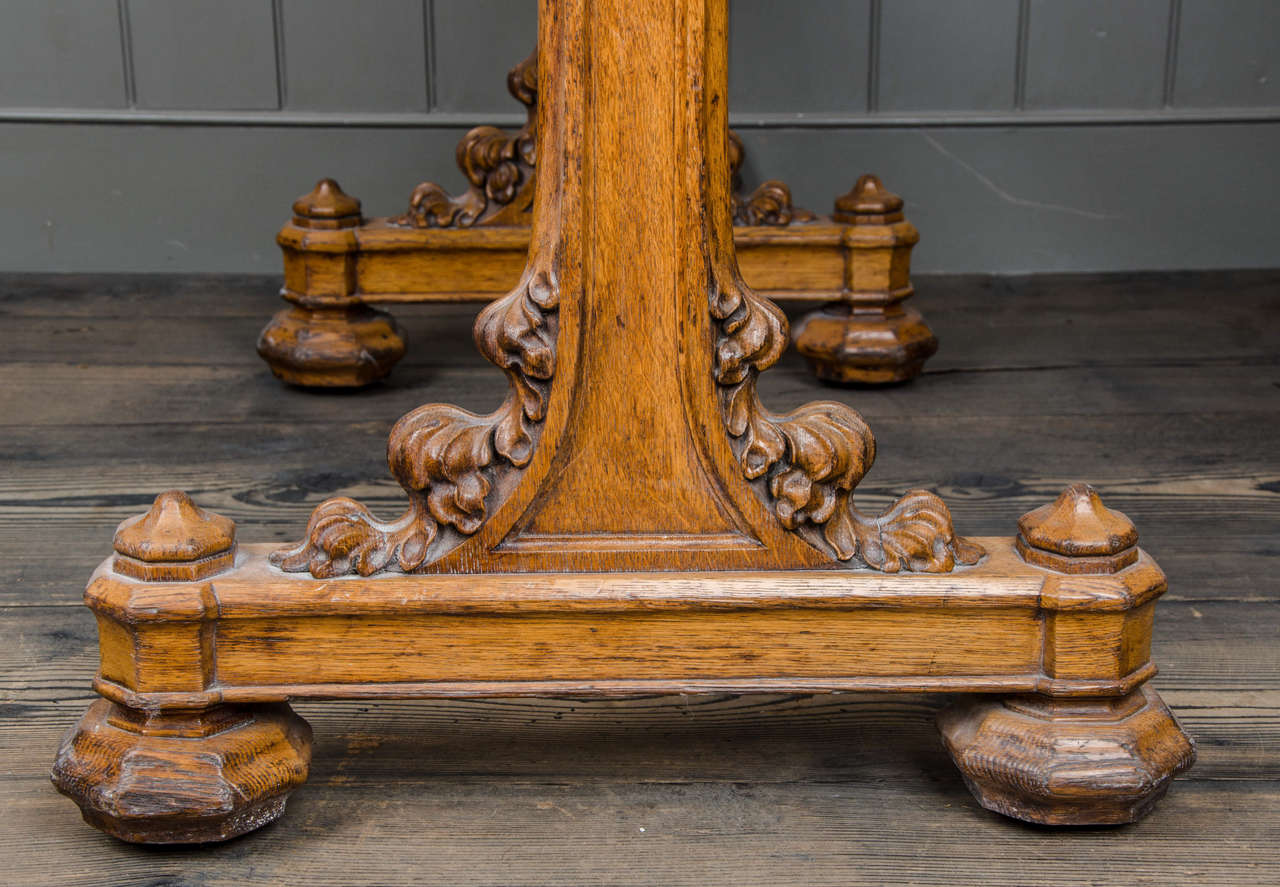 19th Century Oak Gothic Revival Library Table 5