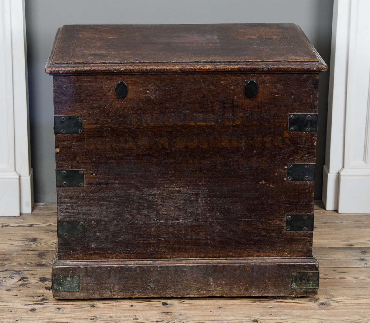 British 18th Century Oak and Brass-Bound Silver Chest